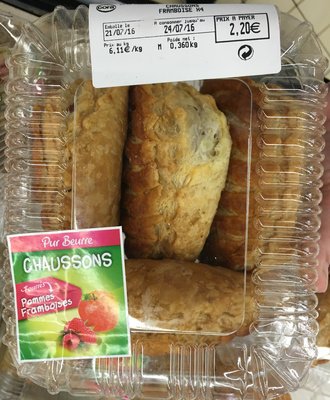 Chaussons fourrés pommes framboises