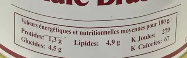 Choucroute spéciale Brasserie nutrition facts table