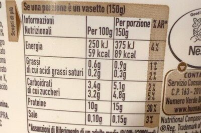 Protein Kvarg Stracciatella nutrition facts table