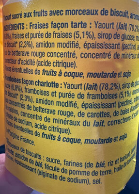 Yaourts pâtissiers ingredients label