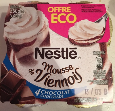 Le Viennois Mousse chocolat 4 x 90 g Offre Éco