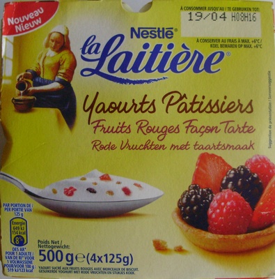 Yaourts Pâtissiers, Fruits Rouges Façon Tarte (4 Pots)