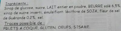 Caramels beurre fleur sel Guérande ingredients label