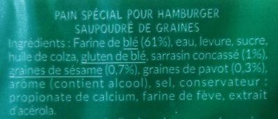 Hamburger Géant graines x4 330g ingredients label