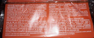 MINI TOAST SAUMON 255 G ( Nature - Pavot - Persil Citron ) ingredients label