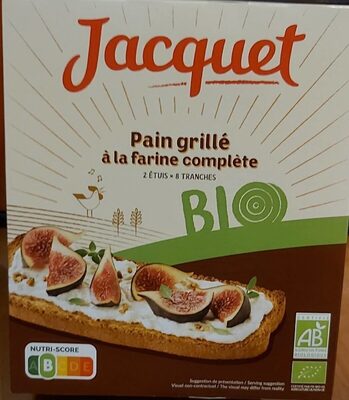 Pain grillé à la farine complète front packaging