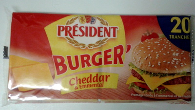 Tranches Burger' Cheddar & Emmental Président 20 Tranches
