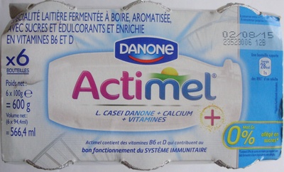 Actimel + (0 % MG) x 6 Bouteilles front packaging