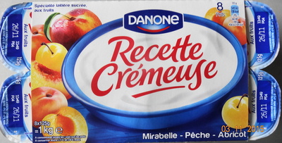 Recette Crémeuse, Mirabelle-Pêche-Abricot