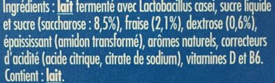 Actimel ingredients label