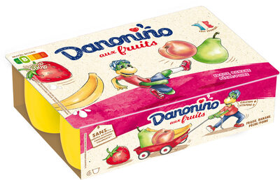 Danonino fruits fraise peche poire banane 100 g x 6