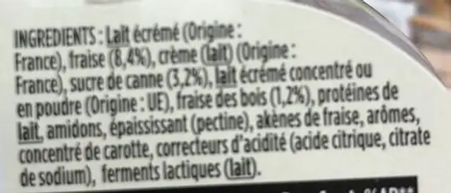 Light & free ingredients label