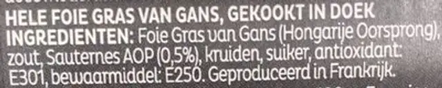 Fois gras d'oie entier Délicat ingredients label