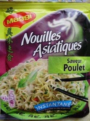 Nouilles instantané asiatiques saveur poulet front packaging