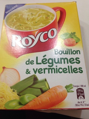 Bouillon de légumes et vermicelles front packaging