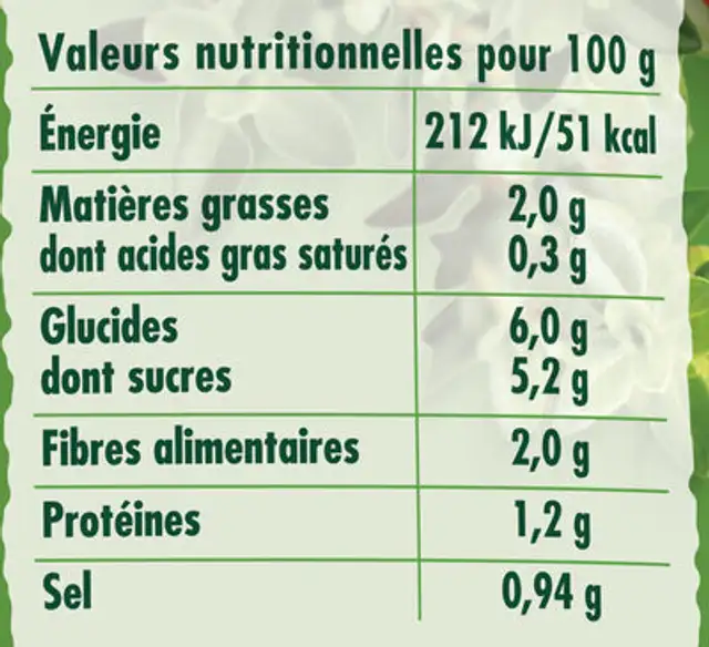 Panzani - spf - sauce provençale nutrition facts table