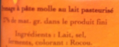 Rouy, L'Original (27 % MG) ingredients label