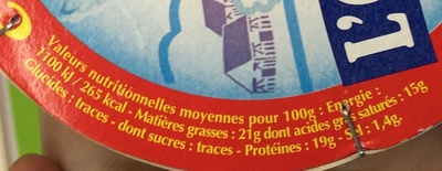 Camembert (21 % MG) nutrition facts table