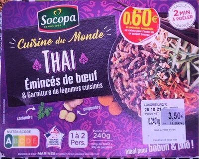 Thai eminces de boeuf et garniture de legumes cuisines