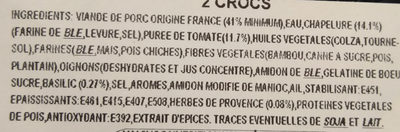 Croc Tomate ingredients label