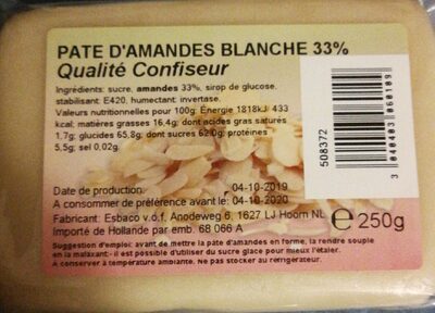 Pâte D'amandes Blanche