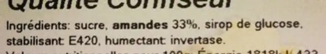 Pâte D'amandes Blanche nutrition facts table
