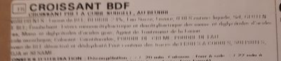 Croissant ingredients label