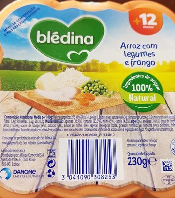 Arroz com legumes e frango front packaging