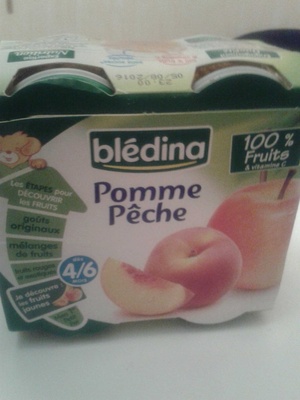 BLEDINA POTS FRUITS Pommes Pêches 4x130g Dès 4/6 Mois