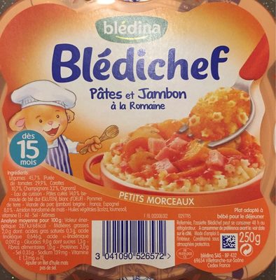 Bledichef Pâtes et jambon à la romaine front packaging