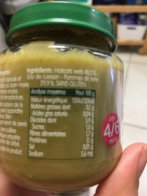 Blédina - Petit Pot Haricots Verts -130GR ingredients label