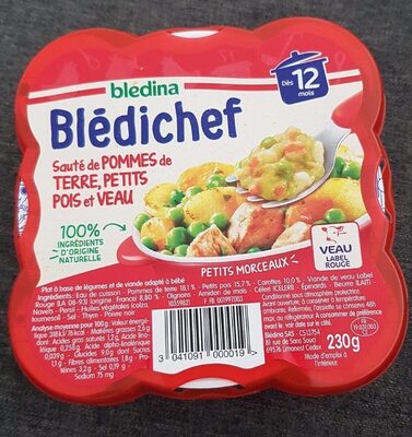 Blédichef sauté de pommes de terre,petits pois et veau