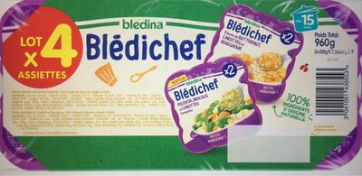 BLEDINA BLEDICHEFx4 Etuvée de Butternut, Carottes et Boulghour / Polenta, Brocolis et Carottes Fondantes Dès 15 Mois