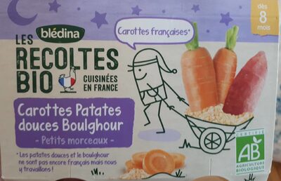 BLEDINA LES RECOLTES BIO Carottes Patates Douces Boulghour 2x200g Dès 8 Mois