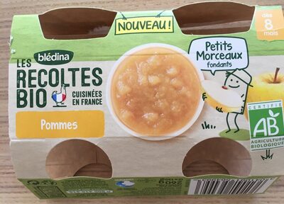 BLEDINA LES RECOLTES BIO Pommes Petits Morceaux 2x130g Dès 8 Mois front packaging