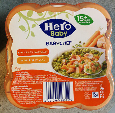 Baby chef Petits pois et veau front packaging