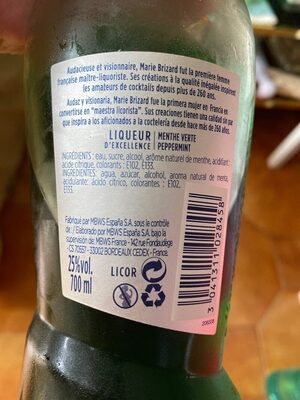 Unknown nutrition facts table