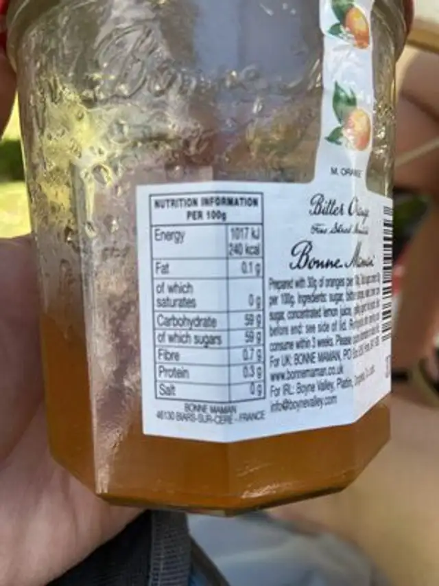 Bitter orange fine shred marmalade nutrition facts table