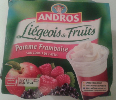 Liégeois de fruits Pomme-Framboise sur coulis de Cassis