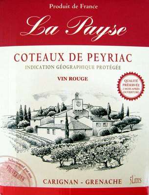 Vin rouge Carignan-Grenache La Payse Côteaux de Peyriac 5L