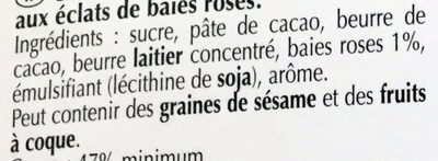 Excellence à la pointe de baies roses ingredients label