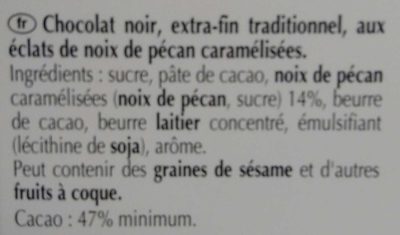 Black with Caramelized Pecan Chips ingredients label