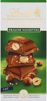 Lindt Chocolat au lait praliné noisettes front packaging