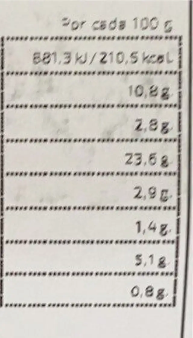 Arroz de pato nutrition facts table