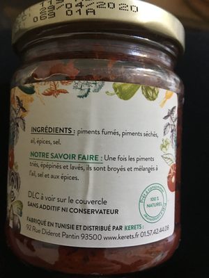 Harrissa Berbere ingredients label