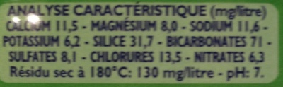 Volvic Nature 6x50cl PET nutrition facts table