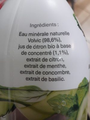 Volvic essentiel bio ingredients label
