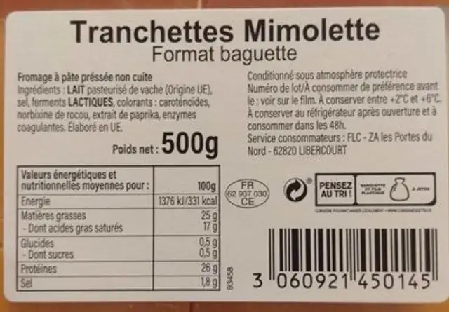 Tranchettes mimolette front packaging