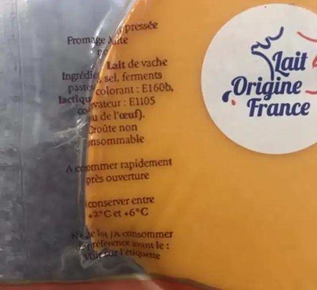 Mimolette De Hollande 290G ingredients label