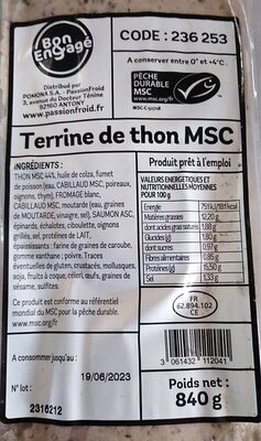 Terrine de thon msc